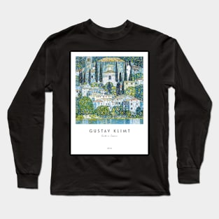 Kirche in Cassone by Klimt with Text Long Sleeve T-Shirt